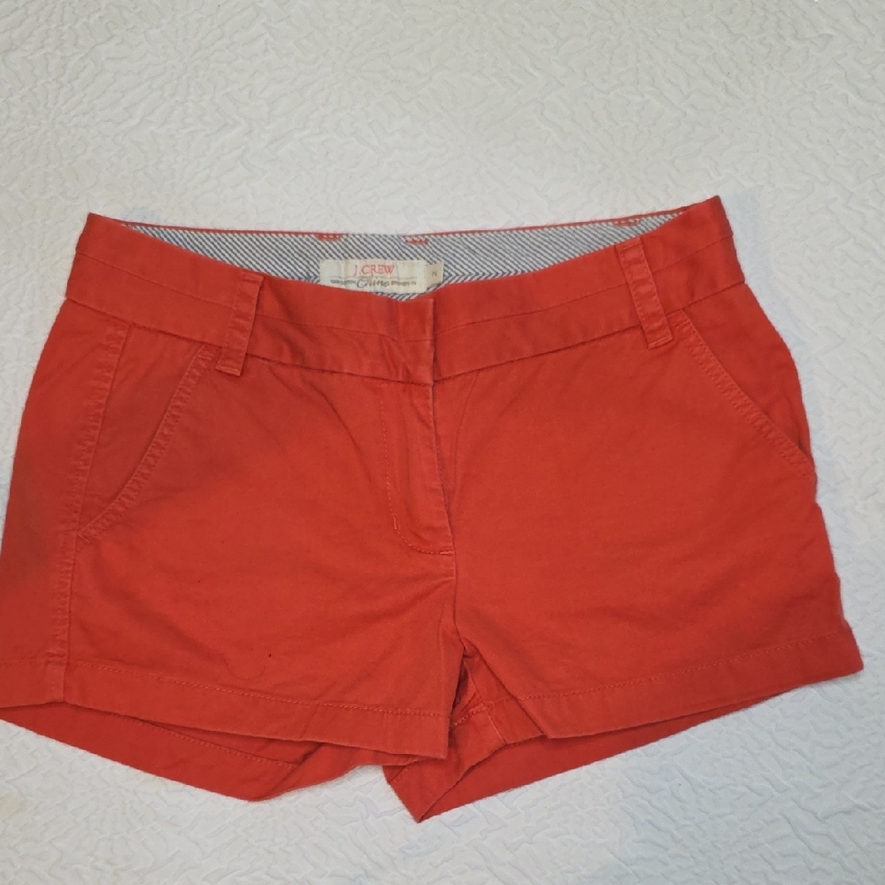 J.Crew‎ Broken-In Chino Shorts Women's Size 2 Neon Orange 3" Inseam